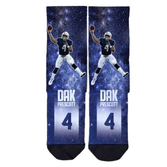 NWT Unisex Dak Prescott Dallas Cowboys NFL Galaxy Classic Crew Socks - Picture 2 of 4